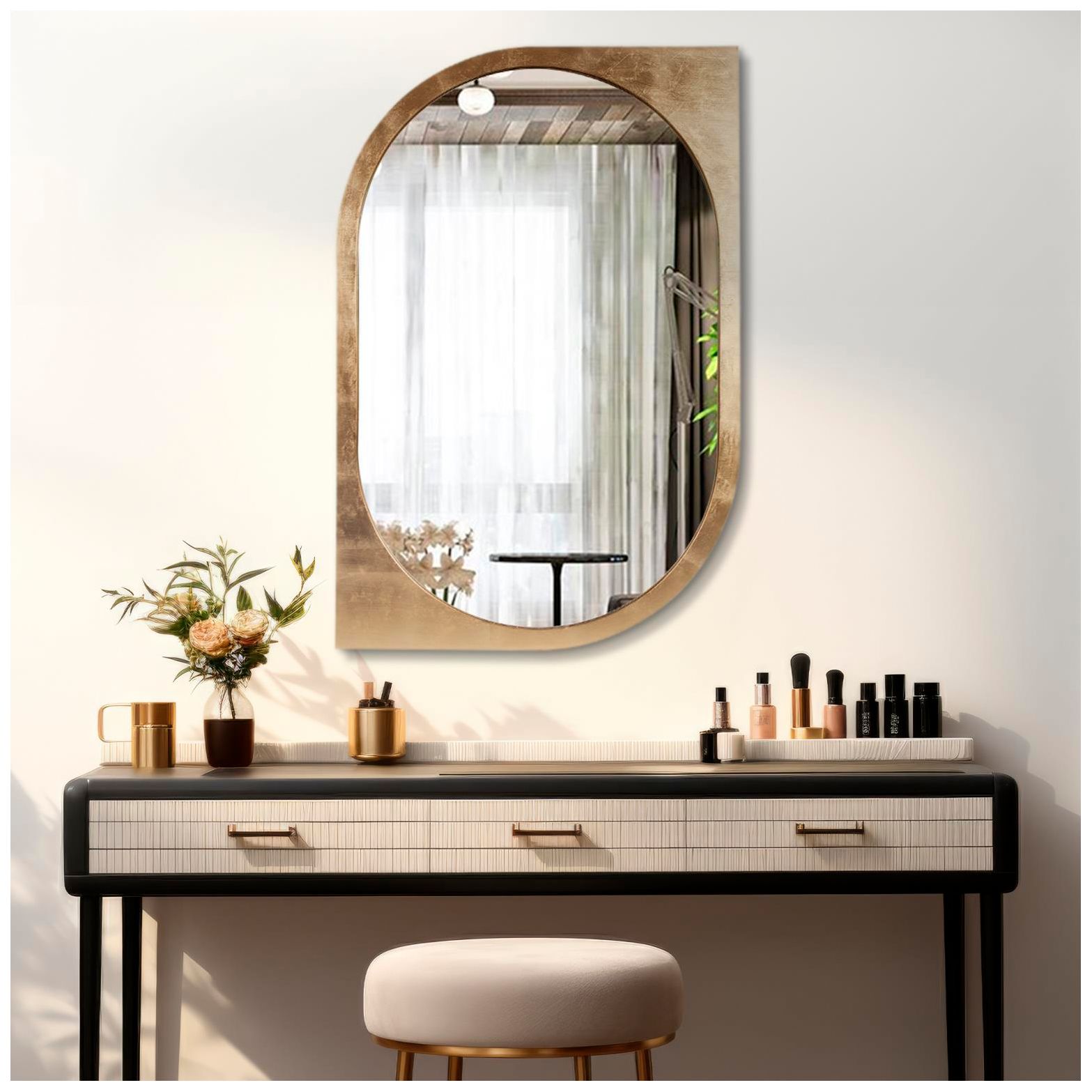 Image 2 Howard Elliott Golden Klimt Oval 31.5"x48" Mirror with Asymmetric more views
