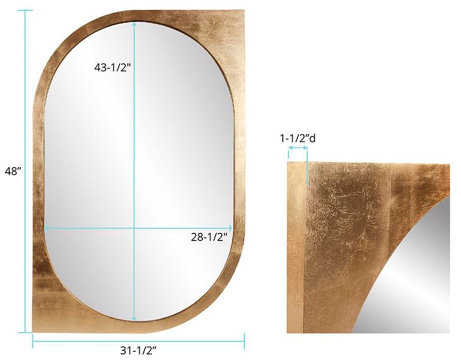Howard Elliott Golden Klimt Oval 31.5"x48" Mirror with Asymmetric