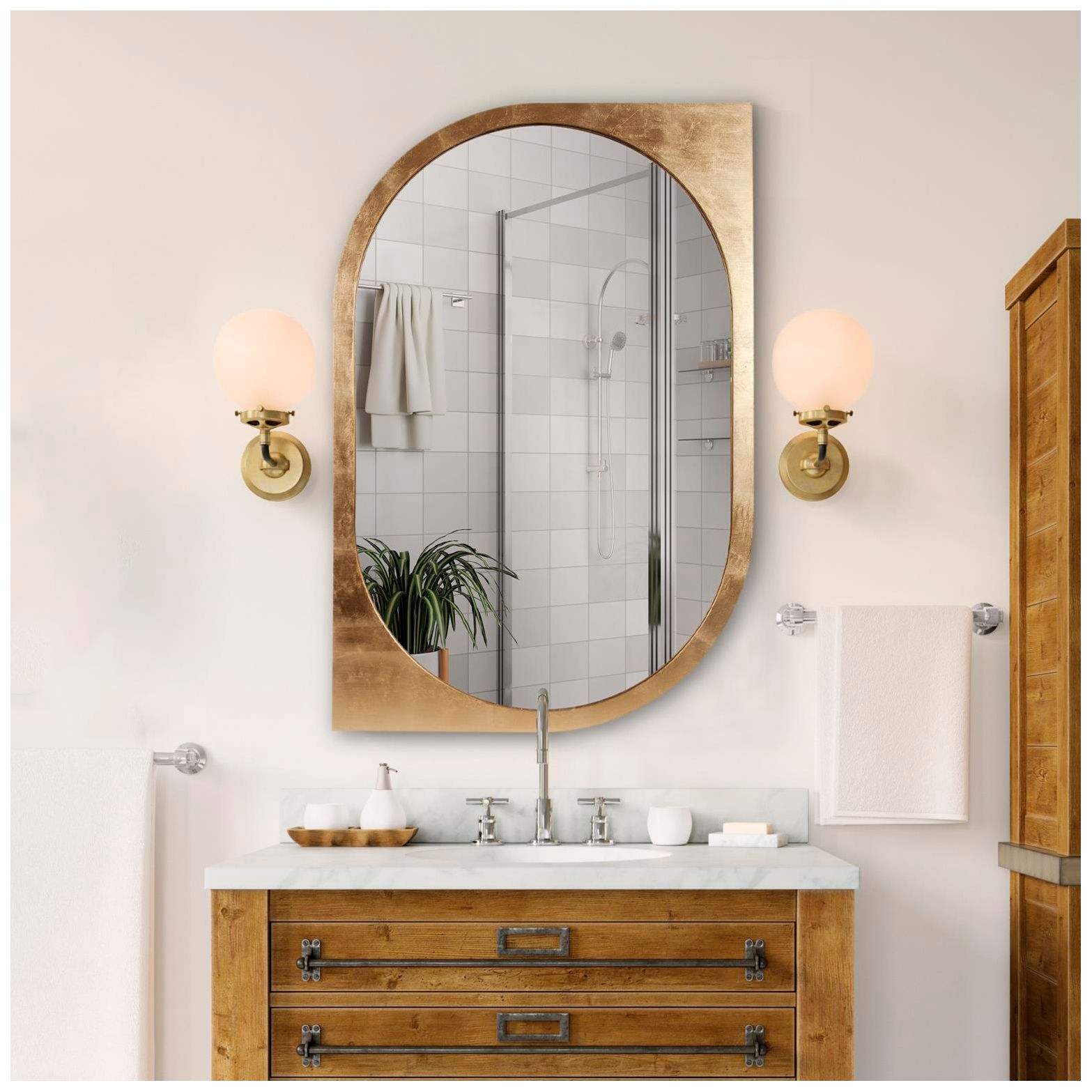 Image 3 Howard Elliott Golden Klimt Oval 31.5"x48" Mirror with Asymmetric more views