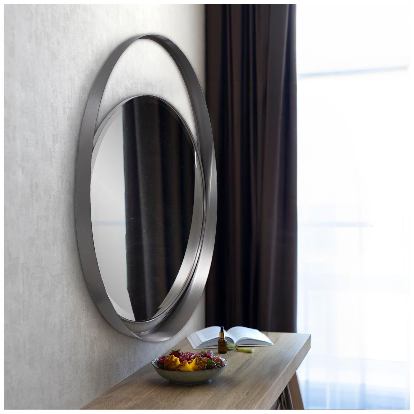 Image 3 Howard Elliott Gray Oval 22"x40" Steel Framed Contemporary Kenwor more views
