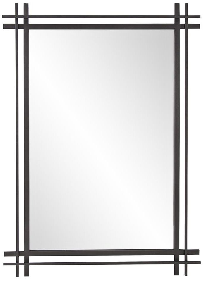 Image 6 Howard Elliott Gray Rectangular Iron Frame Clarke Wall Mirror more views