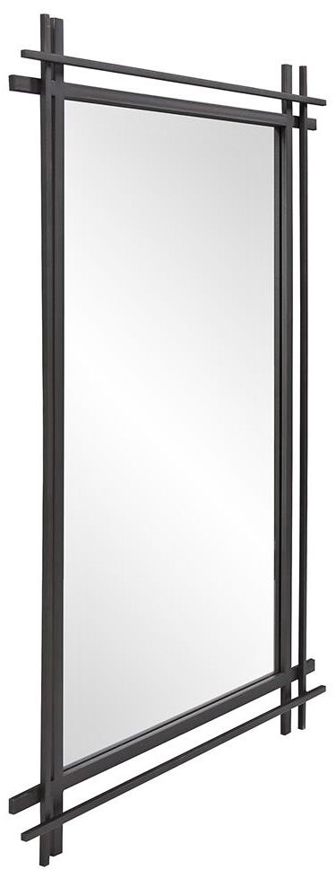 Howard Elliott Gray Rectangular Iron Frame Clarke Wall Mirror in scene