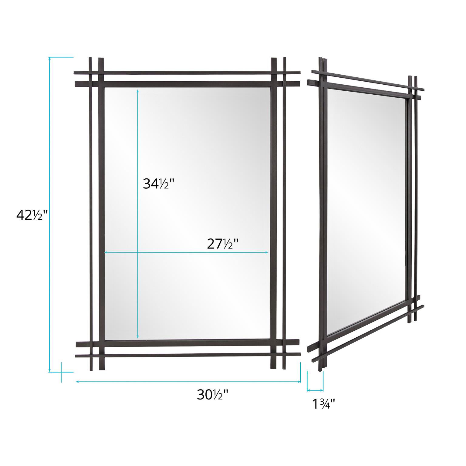 Howard Elliott Gray Rectangular Iron Frame Clarke Wall Mirror in scene