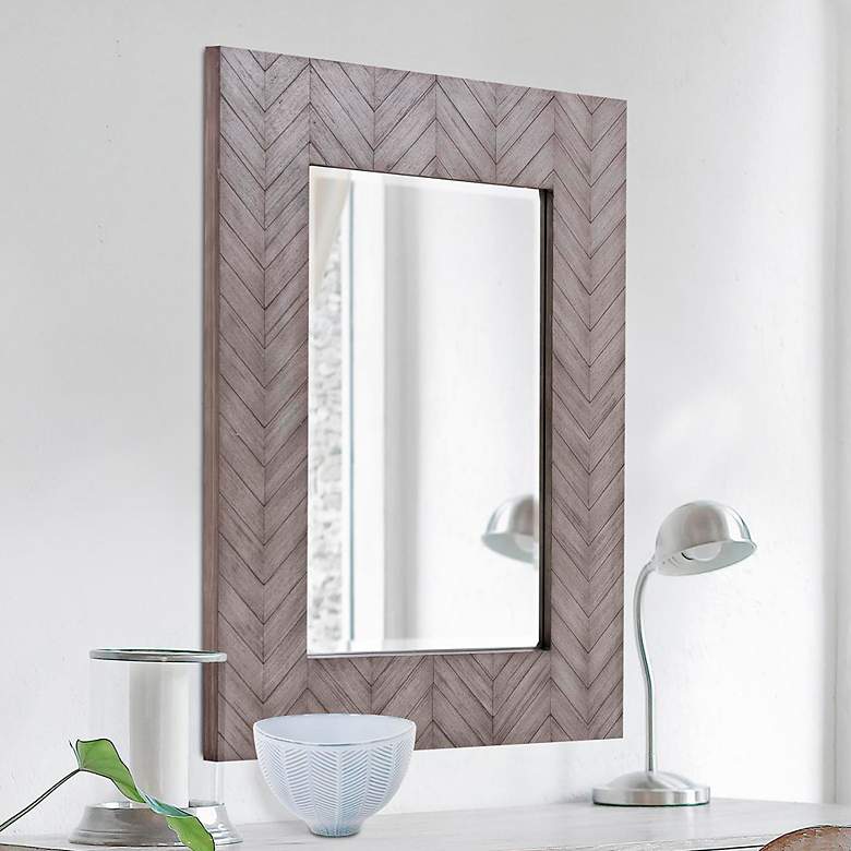 Image 1 Howard Elliott Gray Washed Rectangular 30"x40" Cavalier Mirror