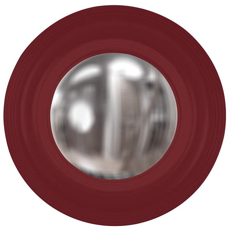 Image 1 Howard Elliott Hand Painted Round Glossy Burgundy Convex Soho Mirror