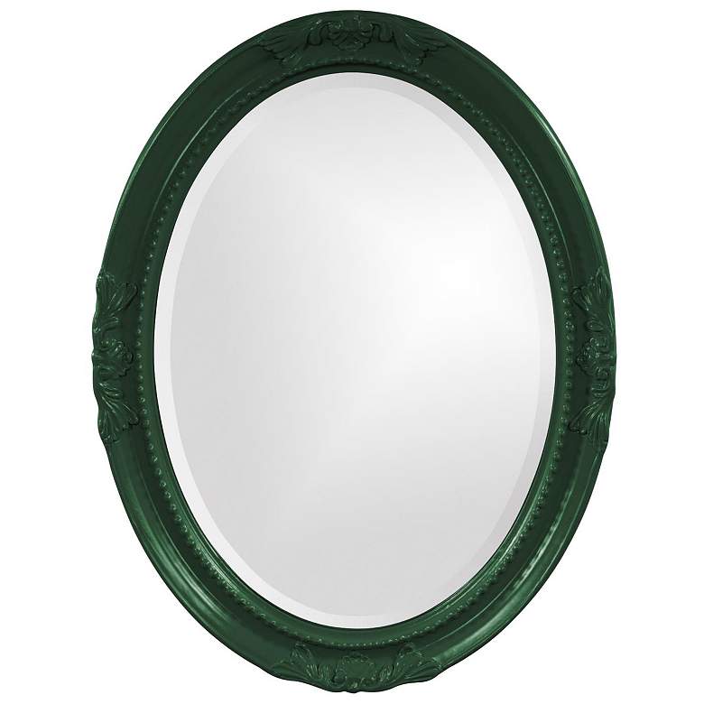 Image 1 Howard Elliott Hunter Green Oval Wood Framed 25"x33" Queen Ann Mi