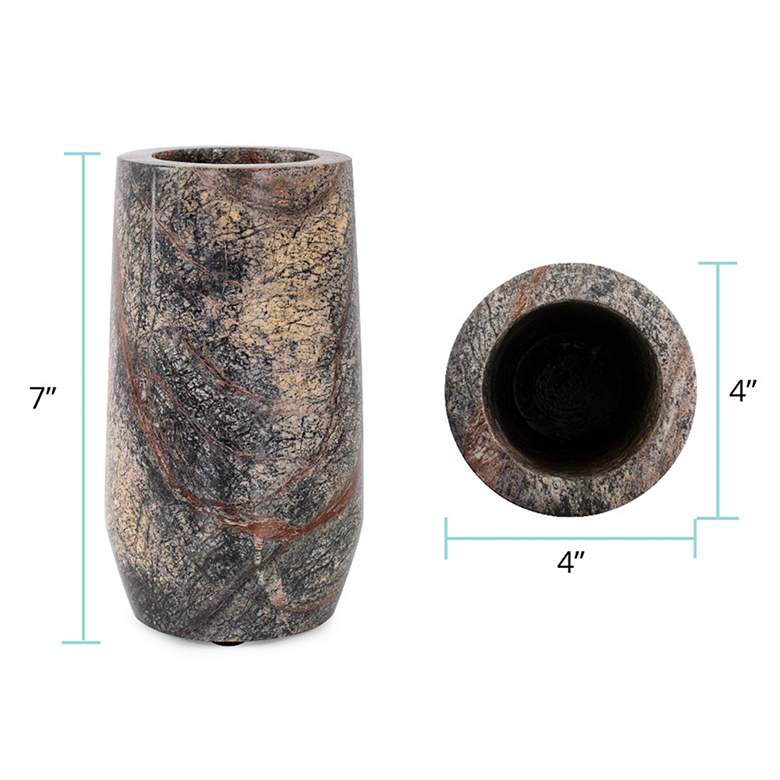 Image 6 Howard Elliott Juniper 7" High Moss Green Gray Marble Decorative Vase more views