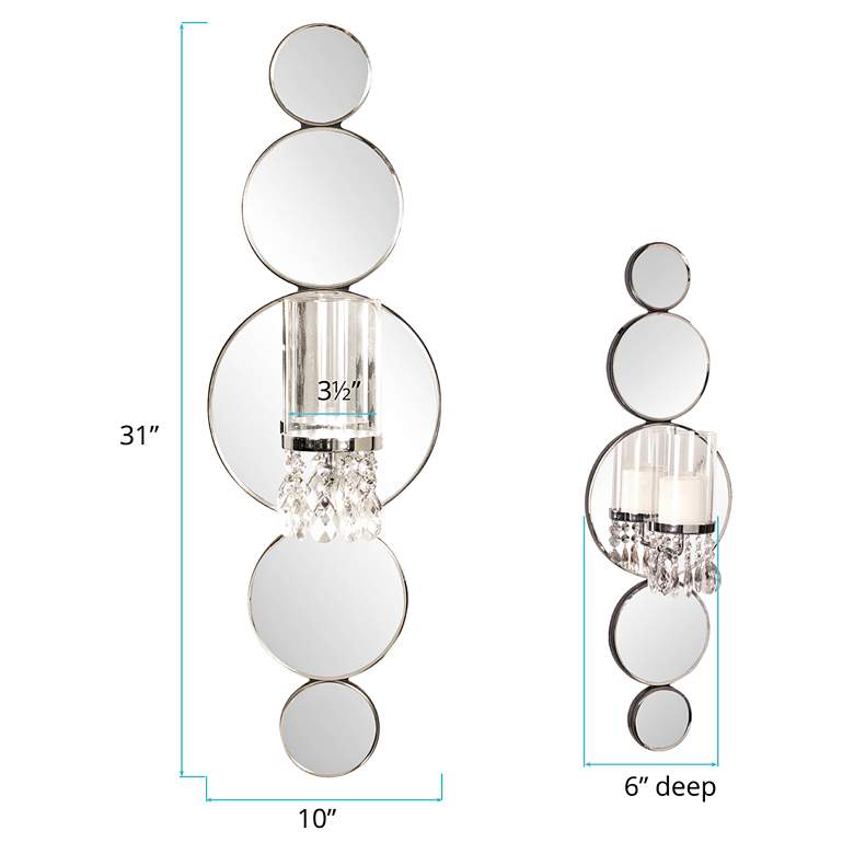 Image 3 Howard Elliott Kaia 31" Mirrored Glass Wall Mounted Candle Holder more views