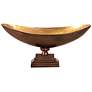 Howard Elliott Large Bronze with Gold Oblong Footed Bowl