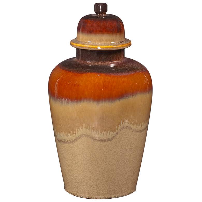 Image 1 Howard Elliott Large Glossy Mocha &#38; Merlot Ceramic Jar
