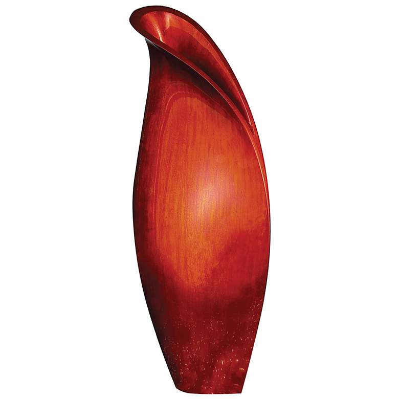 Image 1 Howard Elliott Large Red Lacquer Wooden Scarlet Lily Vase