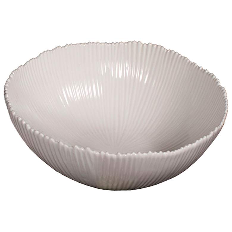 Image 1 Howard Elliott Large White Glossy Textured Ceramic Bowl