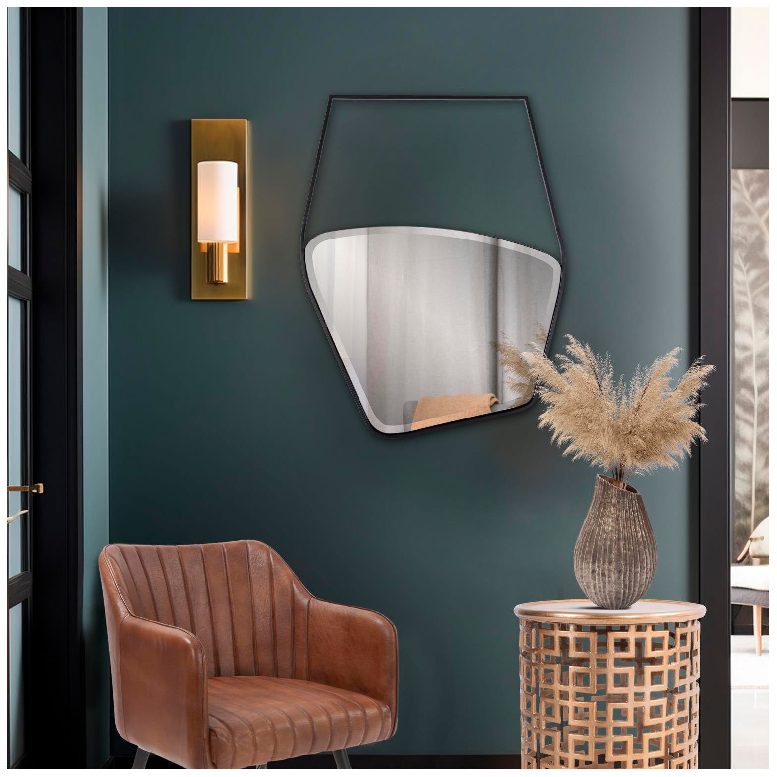Image 3 Howard Elliott Matte Black Asymmetrical 30"x39" Hayes Wall Mirror more views