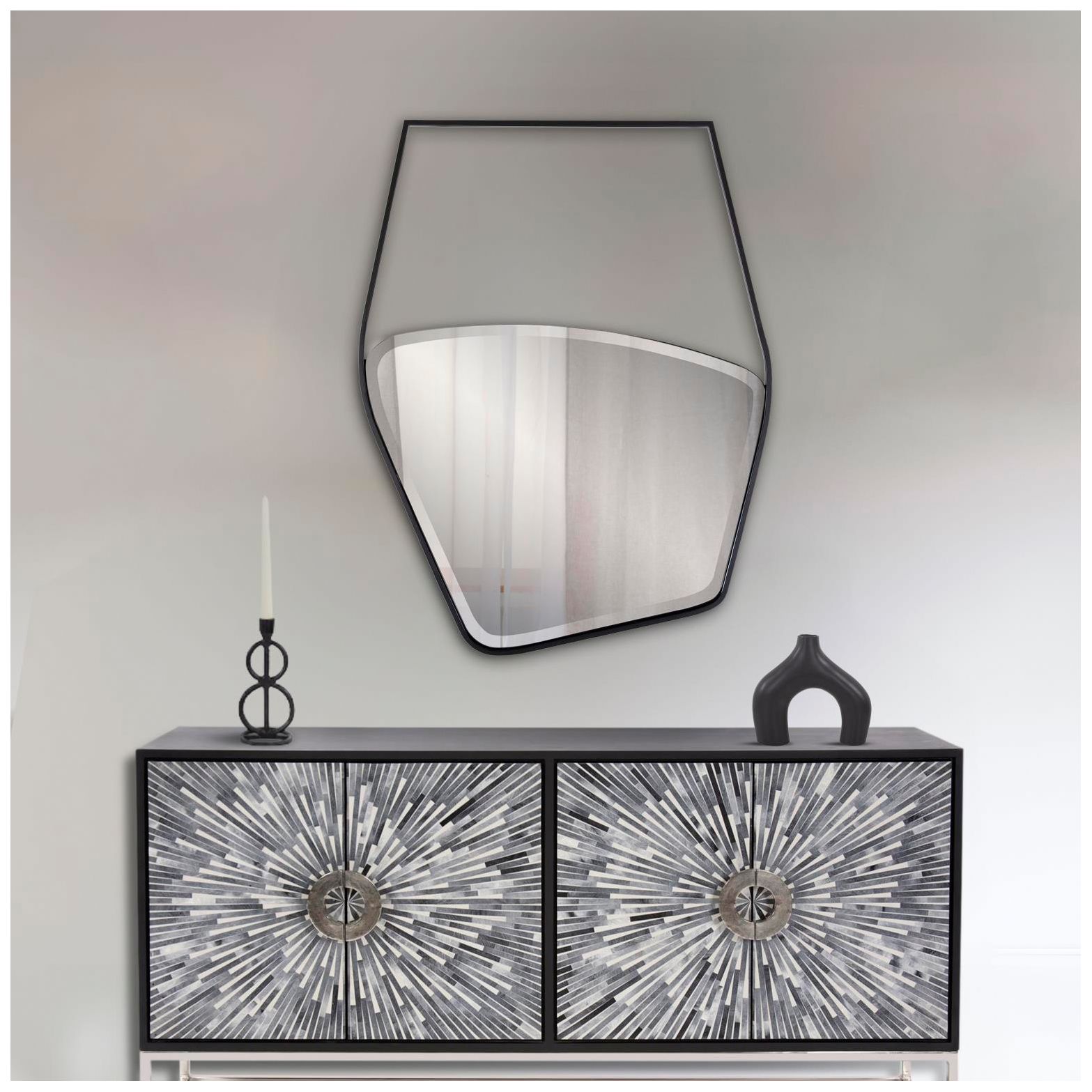 Image 4 Howard Elliott Matte Black Asymmetrical 30"x39" Hayes Wall Mirror more views