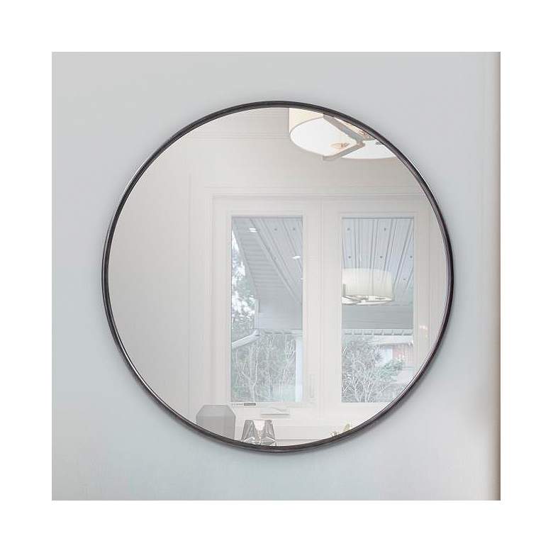 Image 1 Howard Elliott Matte Black Round 47" Pure Black Wall Mirror
