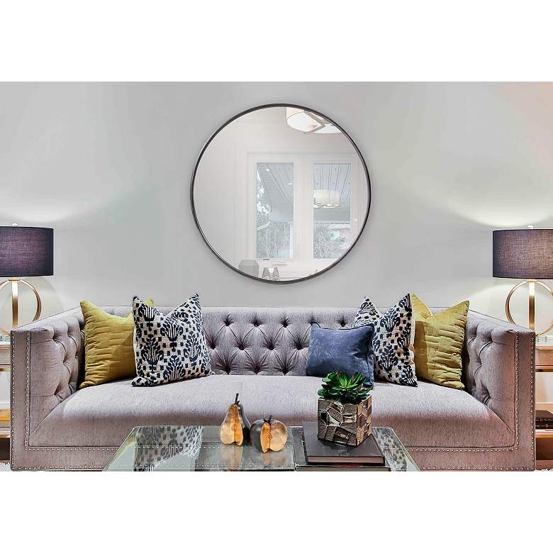 Image 3 Howard Elliott Matte Black Round 47" Pure Black Wall Mirror more views