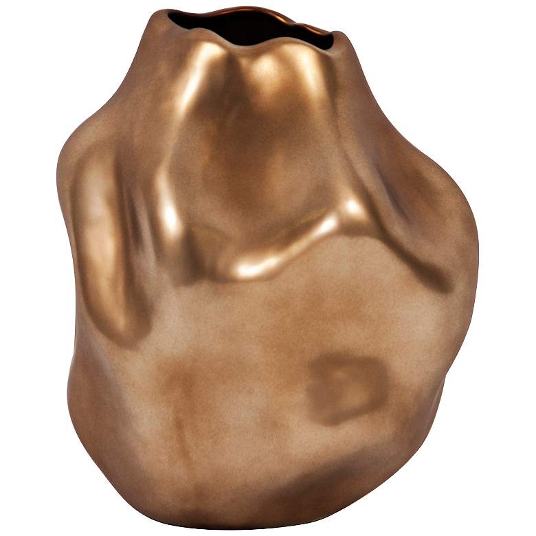 Image 1 Howard Elliott Matte Bronze 12" High Abstract Ceramic Vase