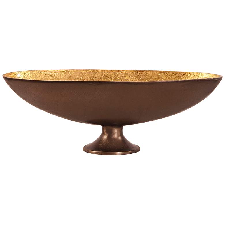 Image 1 Howard Elliott Medium Bronze with Gold Oblong Footed Bowl