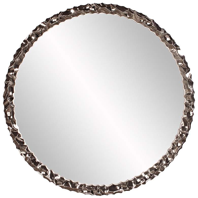 Image 1 Howard Elliott Memphis Textured Nickel 36 inch Round Wall Mirror