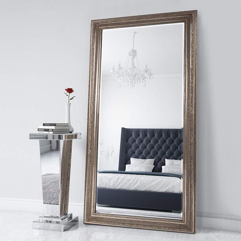 Image 1 Howard Elliott Nancy 78" Silver Finish Oversized Large Floor Mirror