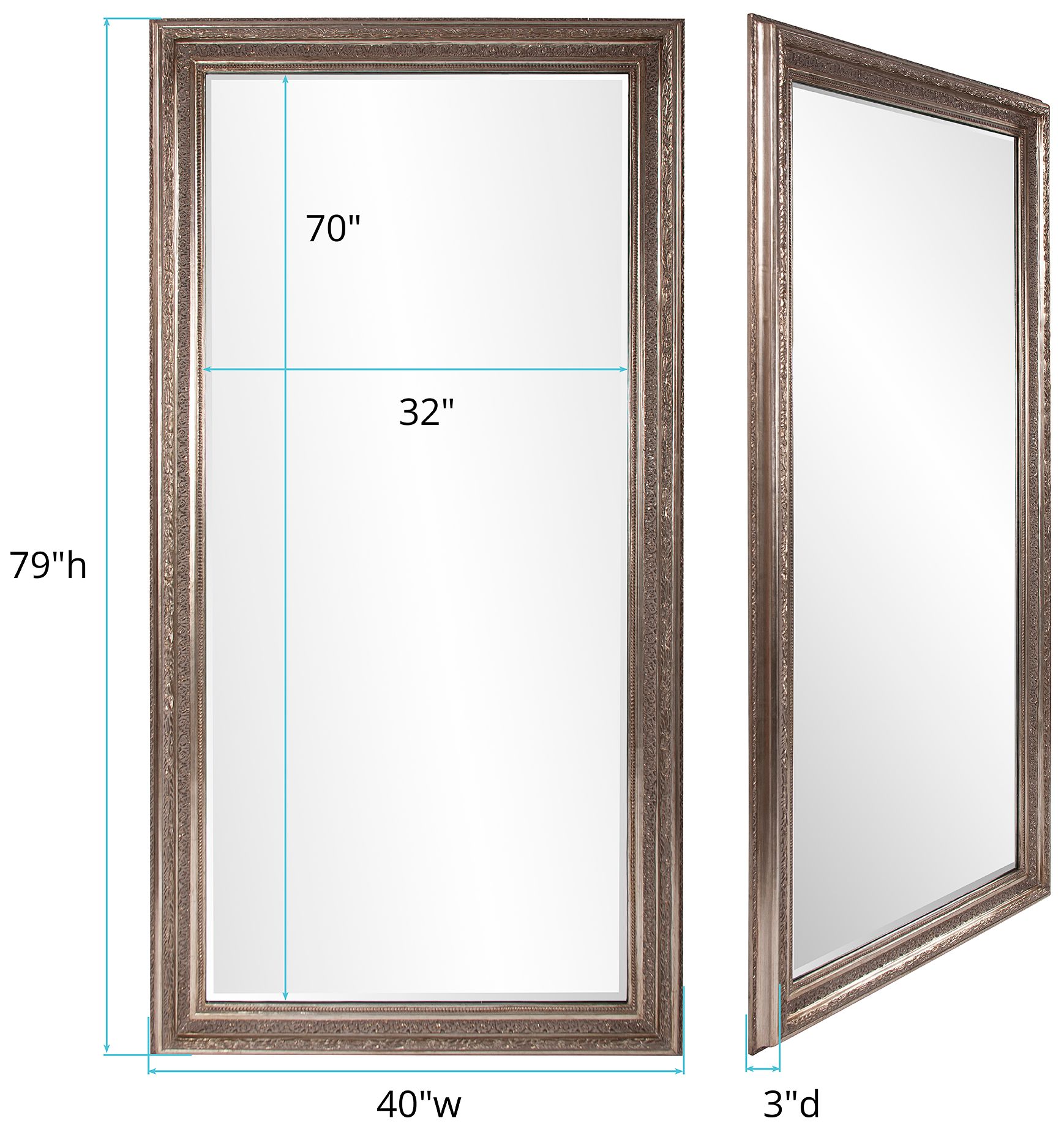 Howard Elliott Nancy 78" Silver Finish Oversized Large Floor Mirror