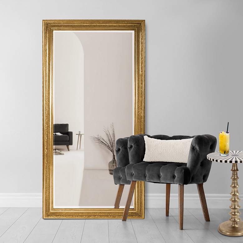Image 1 Howard Elliott Nancy Gold 40" x 78" Oversized Floor Mirror