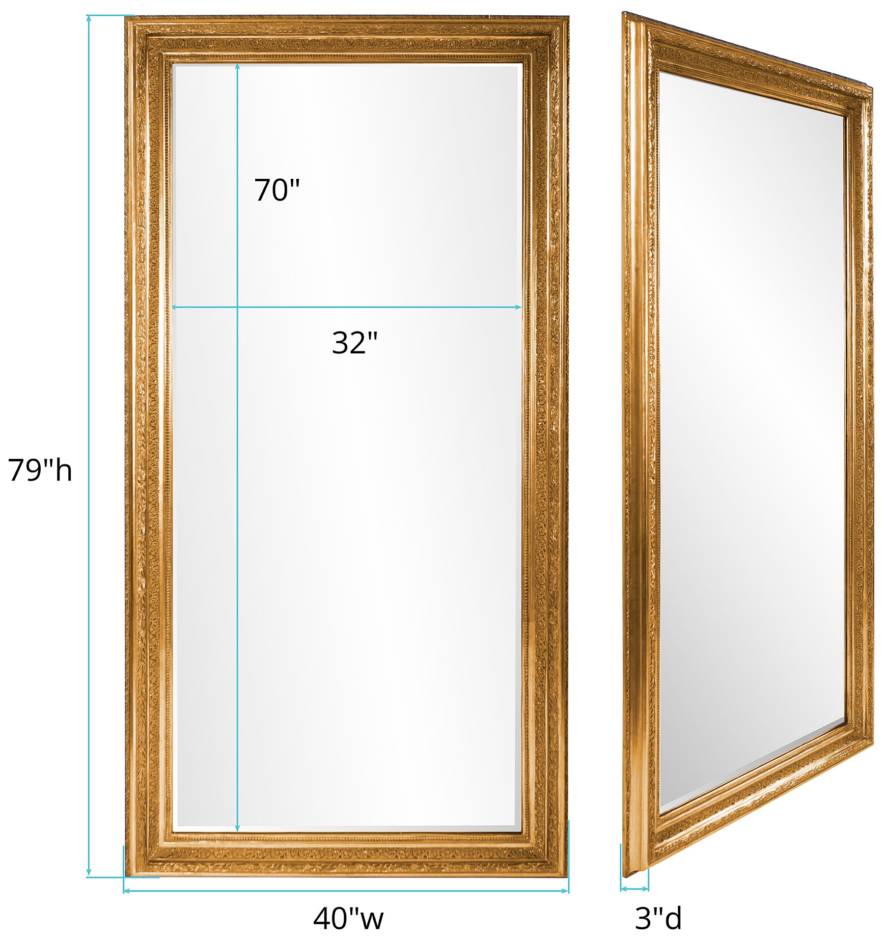 Howard Elliott Nancy Gold 40" x 78" Oversized Floor Mirror