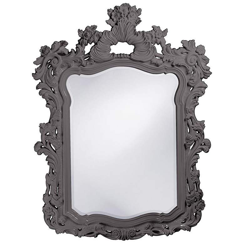 Image 1 Howard Elliott Ornate Adorned Glossy Charcoal 42"x56" Beveled Tur