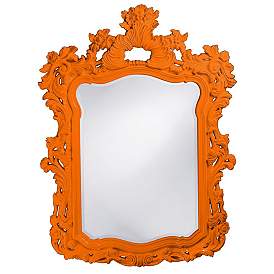 Image1 of Howard Elliott Ornate Adorned Glossy Orange 42"x56" Beveled Turne