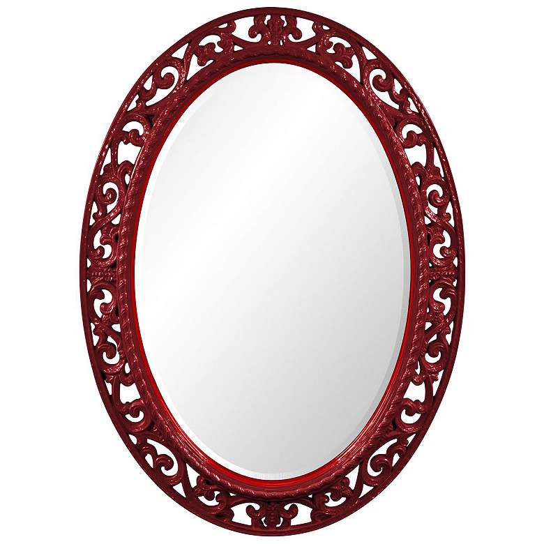 Image 1 Howard Elliott Ornate Oval 27"x37" Glossy Burgundy Beveled Suzann