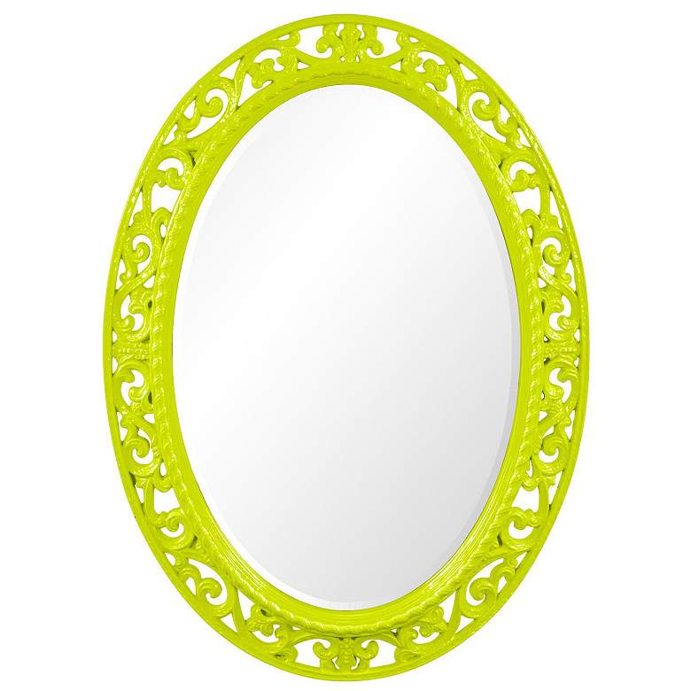 Image 1 Howard Elliott Ornate Oval 27"x37" Glossy Green Beveled Suzanne M