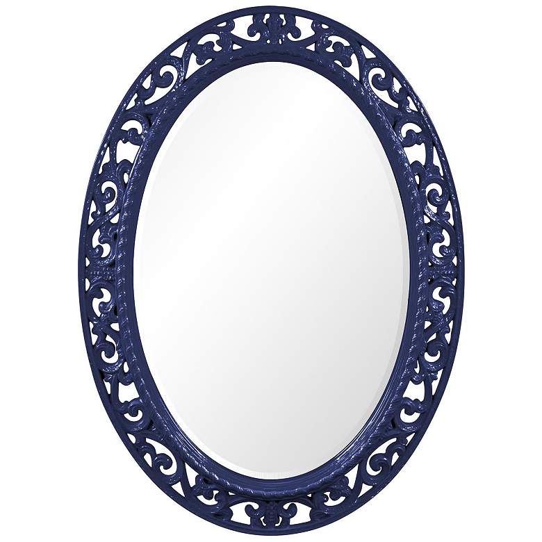 Image 1 Howard Elliott Ornate Oval 27"x37" Glossy Navy Beveled Suzanne Mi