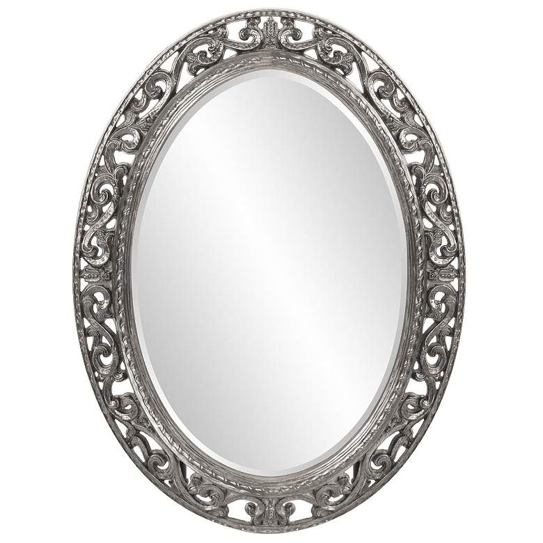 Image 1 Howard Elliott Ornate Oval 27"x37" Glossy Nickel Beveled Suzanne