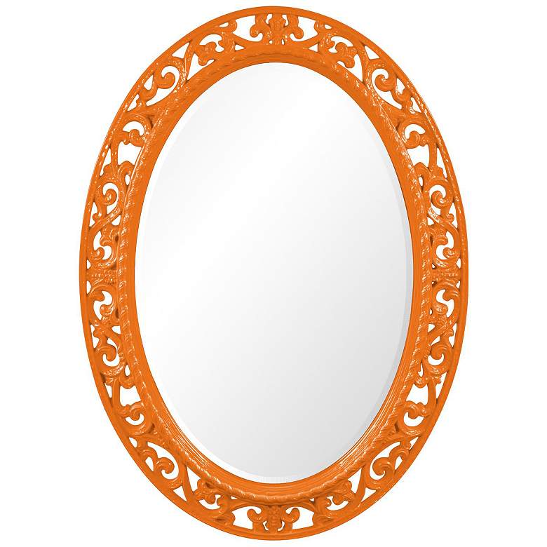 Image 1 Howard Elliott Ornate Oval 27"x37" Glossy Orange Beveled Suzanne