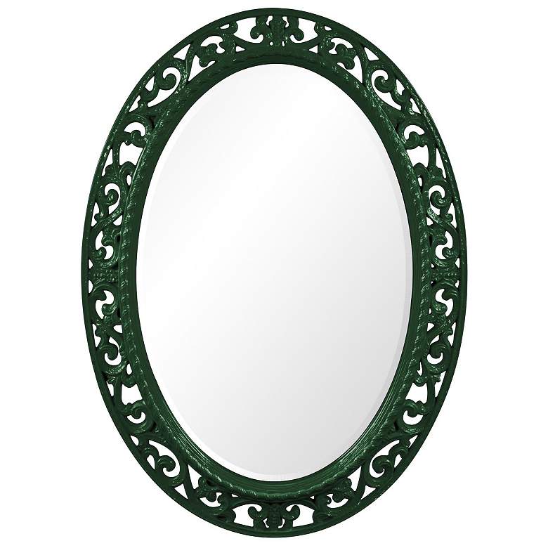 Image 1 Howard Elliott Ornate Oval 27"x37" Hunter Green Beveled Suzanne M