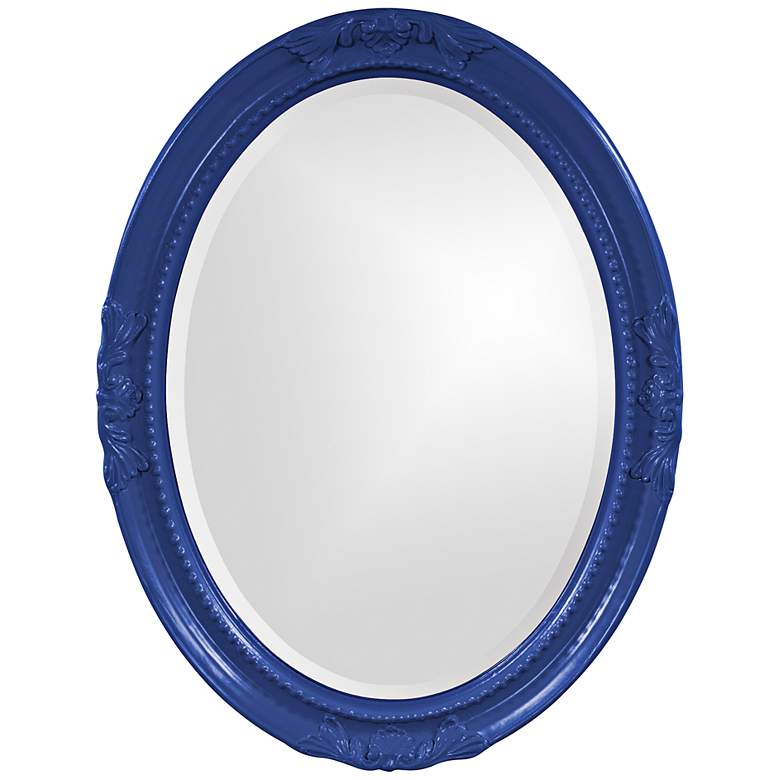 Image 1 Howard Elliott Queen Ann 25" x 33" Oval Royal Blue Wall Mirror