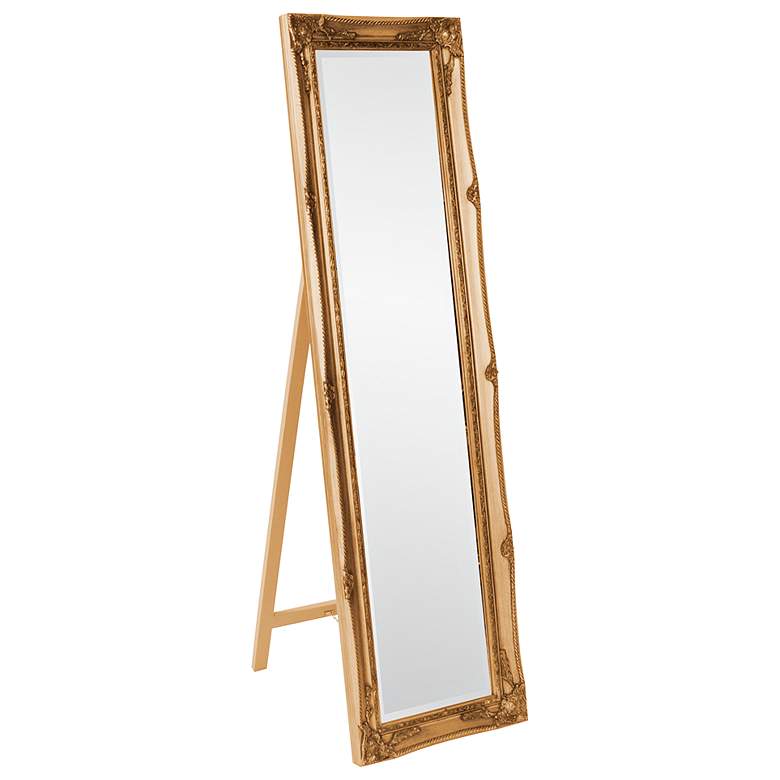 Image 1 Howard Elliott Queen Ann 66" High Antique Gold Floor Standing Mirror