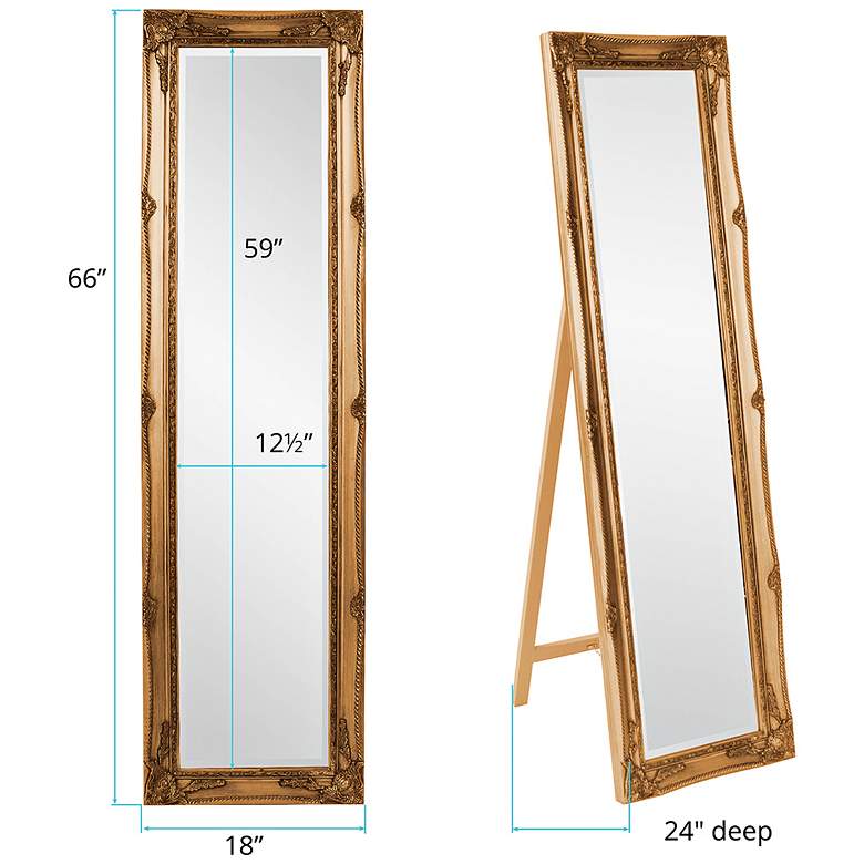Image 3 Howard Elliott Queen Ann 66" High Antique Gold Floor Standing Mirror more views