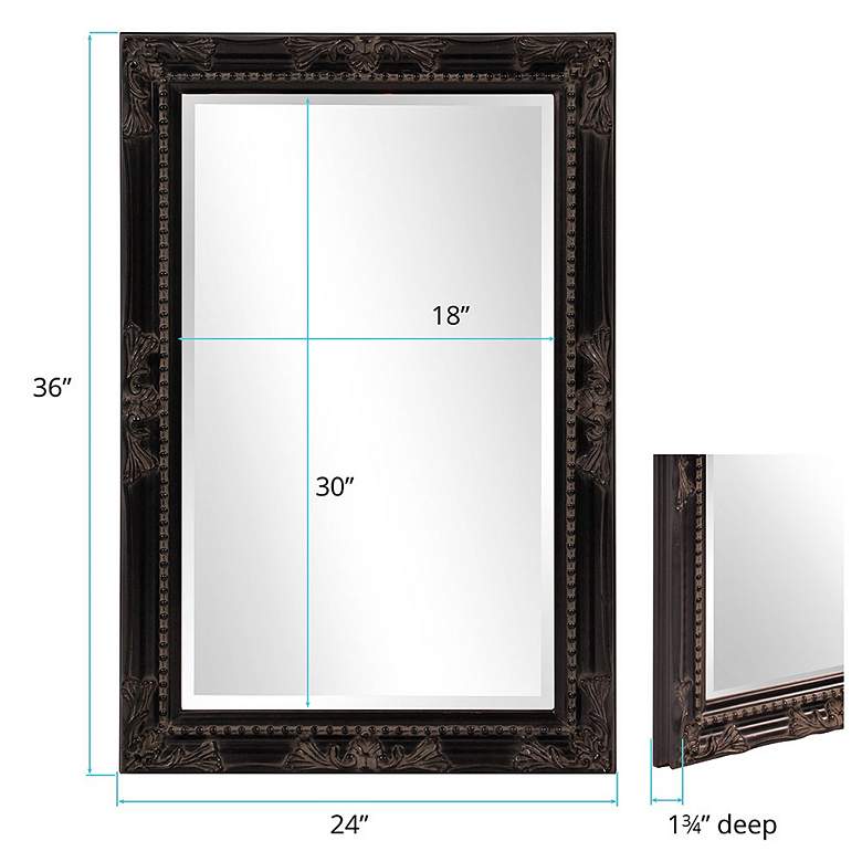 Image 5 Howard Elliott Queen Ann Antique Black 24" x 36" Wall Mirror more views