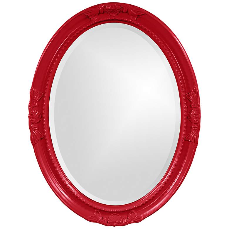 Image 1 Howard Elliott Queen Ann Red 25 inch x 33 inch Oval Wall Mirror