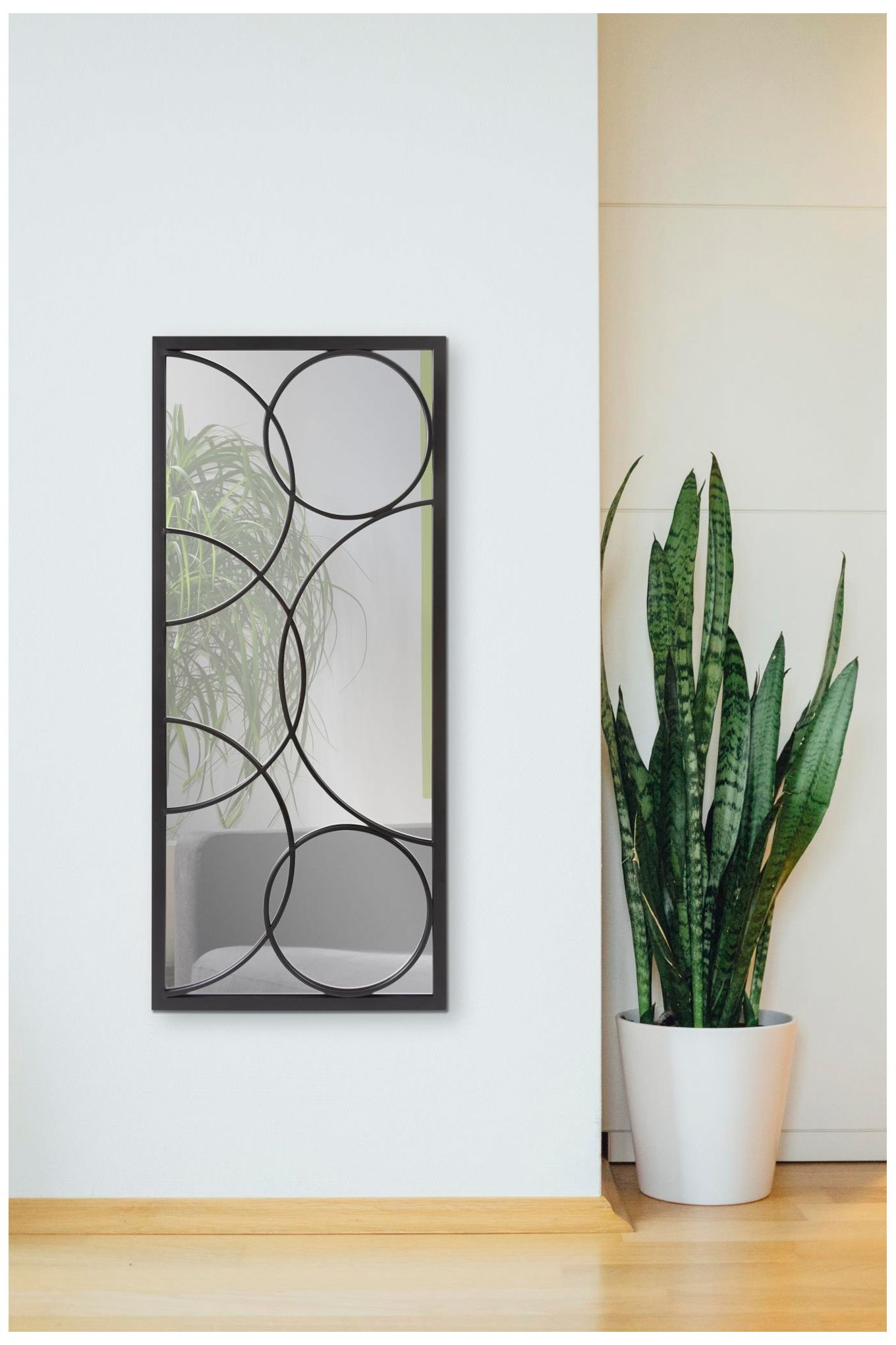 Howard Elliott Rectangular 21"x47" Oberon Mirror with Circular Ov