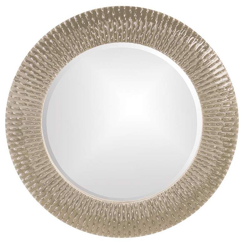 Image 1 Howard Elliott Round 32" Glossy Nickel Bergman Mirror with Textured Fr