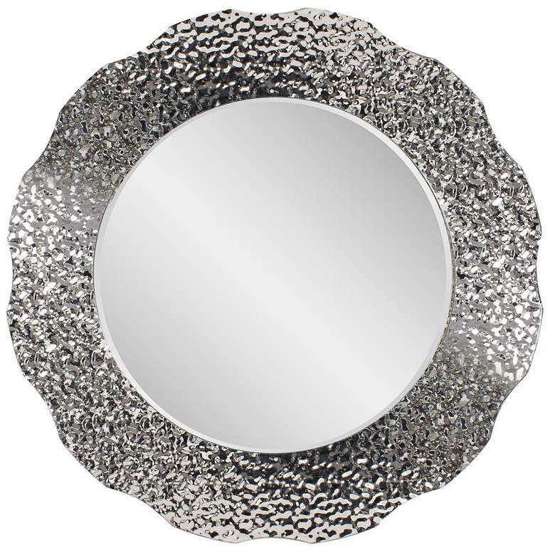 Image 1 Howard Elliott Round 35.5" Stainless Steel Textured Framed Olmstead Mi