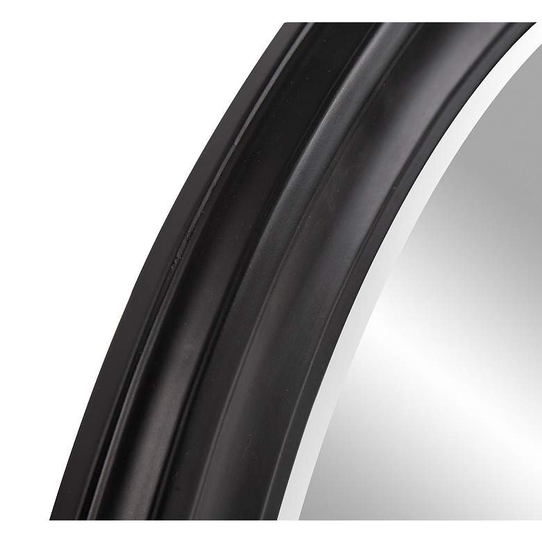 Image 5 Howard Elliott Round 36" Matte Black Wood Framed Beveled George Mirror more views
