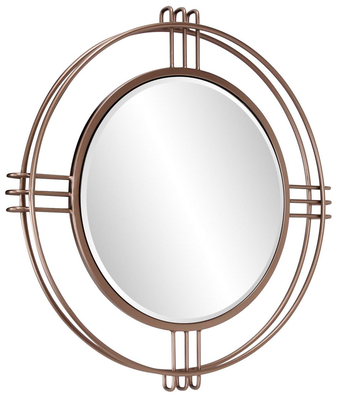 Image 4 Howard Elliott Round Bronze 28" Cullen Mirror with Vintage Metal Frame more views