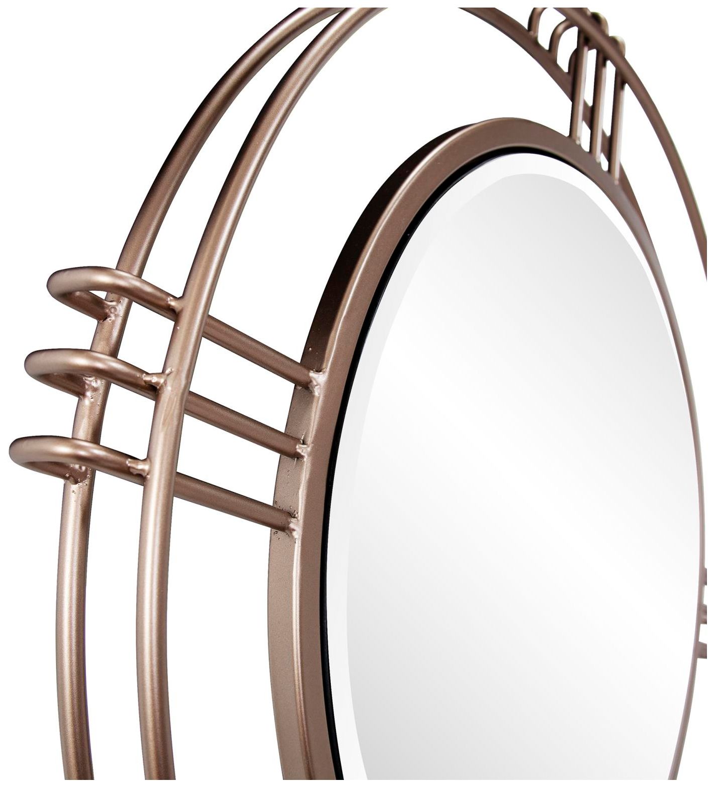 Image 6 Howard Elliott Round Bronze 28" Cullen Mirror with Vintage Metal Frame more views