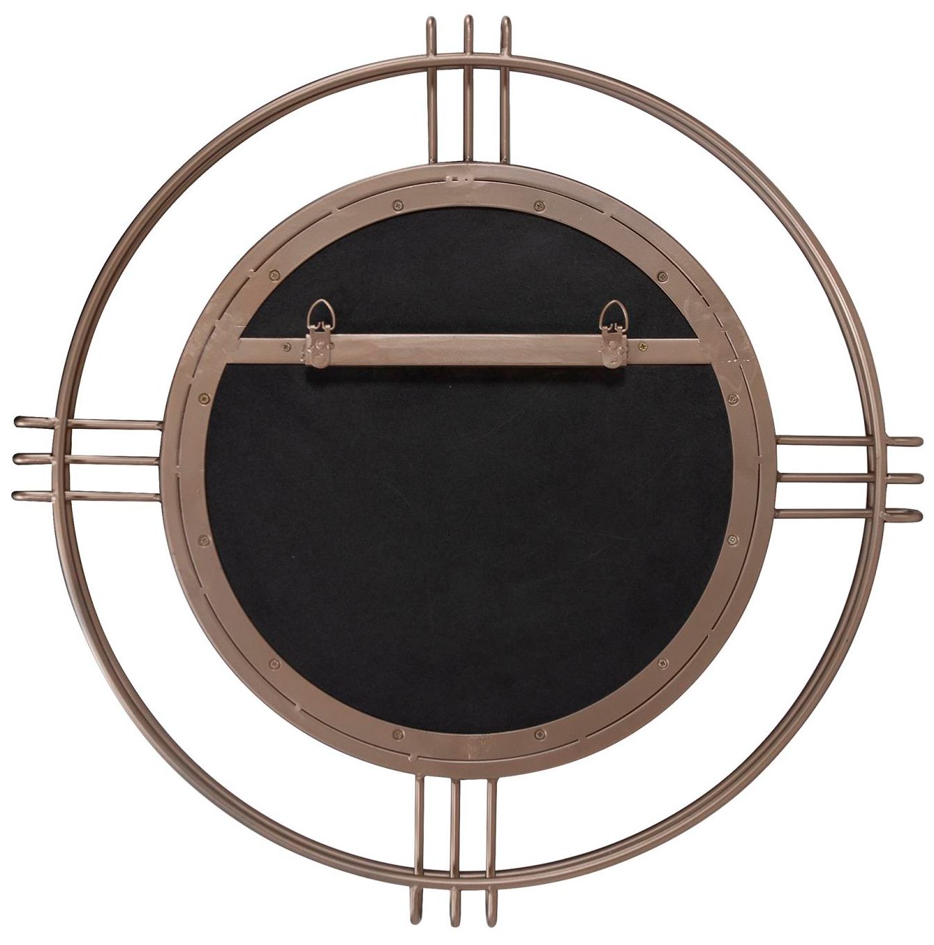 Image 7 Howard Elliott Round Bronze 28" Cullen Mirror with Vintage Metal Frame more views