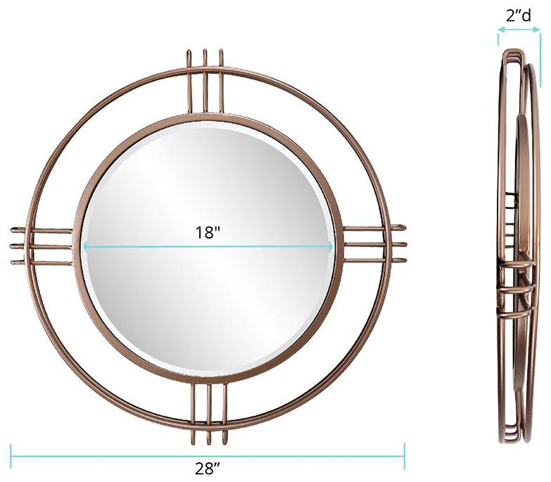 Howard Elliott Round Bronze 28" Cullen Mirror with Vintage Metal Frame