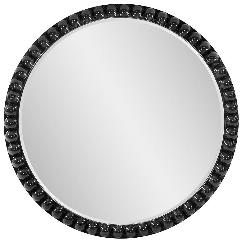 Image 1 Howard Elliott Round Glossy Black 30" Beaded Frame Vasha Varsha Mirror