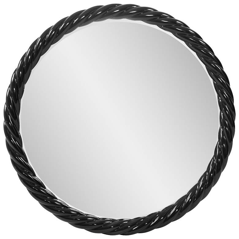Image 1 Howard Elliott Round Glossy Black 30" Gita Braided Round Mirror